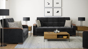 English Elm PrimeNest ZenAero X Upholstered Convertible Loveseat with Storage, Microfiber Comfort, Space-Saving Design Black B030P281766