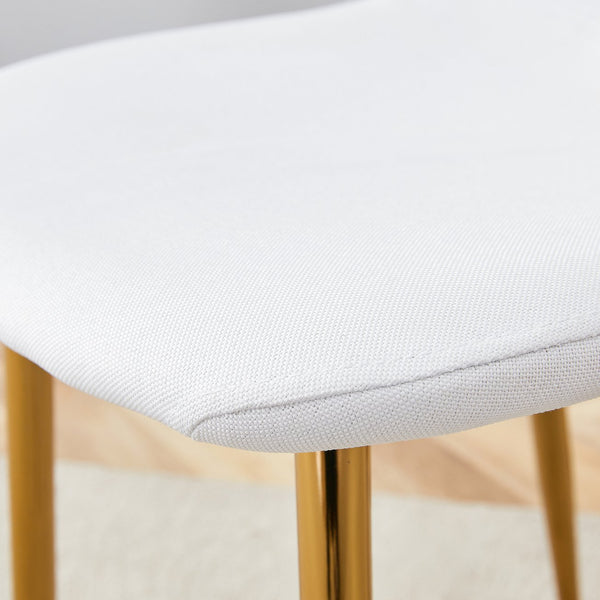 English Elm 4-Piece Modern Luxe Dining Set With Glass Table & Chic White-Gold Chairs For Stylish Interiors W1151S03683