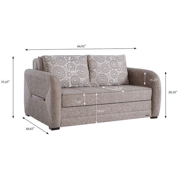 English Elm PrimeNest Flyte Collection Upholstered Convertible Loveseat with Storage, Sleeper Sofa for Small Spaces Beige B030P281818