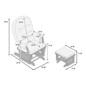 English Elm Glider Gray Microfiber Reclining Chair with Ottoman - Luxurious Smooth Gliding, Solid Wood Base, Pocket B011P375971