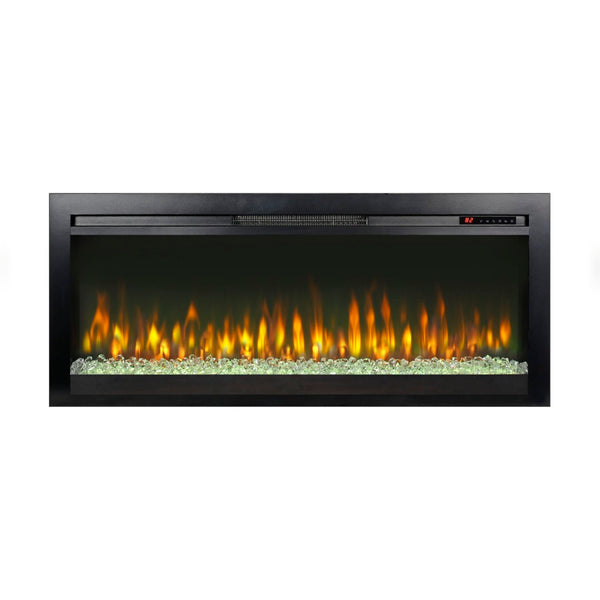 English Elm 44 Inch Recessed Electric Fireplace with Led Flame Heater and Remote for Living Rooms W1769P171421