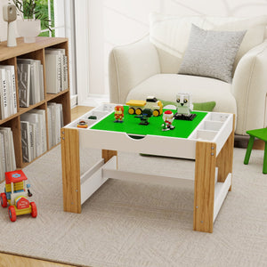 English Elm Kids 2-In-1 Play Table With 7 Storage Spaces, Lego-Compatible Surface, Modern Design For Creative Play W282P182331