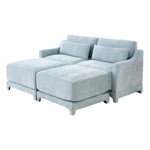 English Elm Two Seater Chenille Sofa with Ottoman Ergonomic Tufted Loveseat for Modern Living Rooms W714S01205