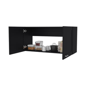 English Elm Fm Furniture Nakya Matte Black Wall Cabinet Open Shelf Modern Kitchen Storage B128P293888