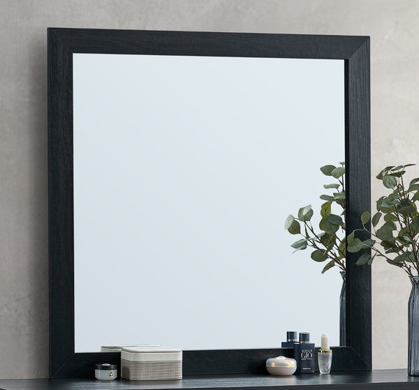 English Elm Steeler Square Wall Mirror Matte Black Frame Gold Accents Glam Bedroom Decor B078P497915