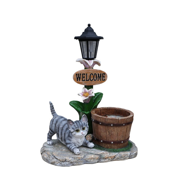 English Elm Labrador Solar Garden Statue with Led Glow and Built-in Succulent Planter Basin W5398P464241