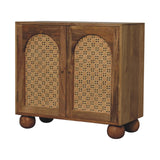 English Elm Solid Wood Rattan Ball Cabinet