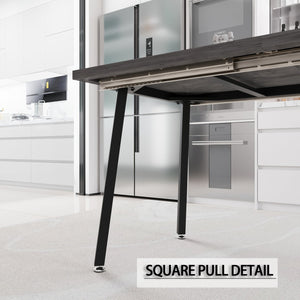 English Elm 55.12-70.87"expandable Modern kitchen dining table, gray MDF top with black metal legs, seats 4-6, sturdy stylish centerpiece W2189P190486