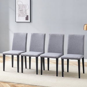 English Elm Four Linen-Cotton Dining Chairs with Sturdy Metal Legs, Breathable Upholstery, Sleek Minimalist Design Black,Light Gray W1151P263121