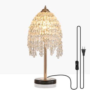 English Elm 19"(H) Vintage Crystal Table Lamp – Waterfall Design With Teardrop Beads & Marble Base For Elegance W2312P368717