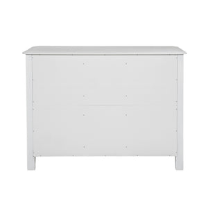 English Elm Cabinet with Three Doors Acacia Wood White Finish Gold Hardware Entryway Dining Storage N780P295774K