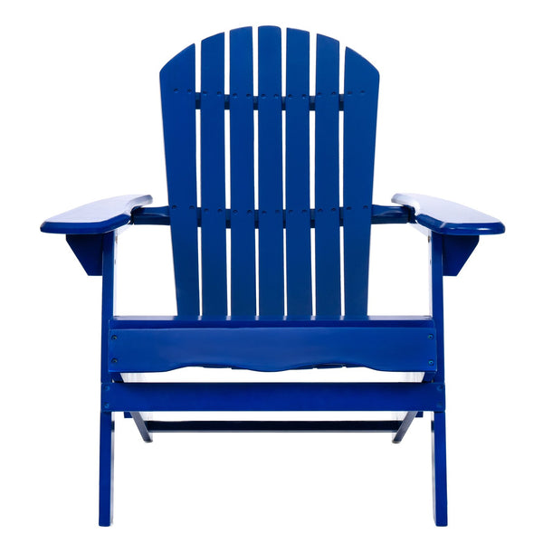 English Elm Christopher Knight Home® - Folding Adirondack Chair Acacia Wood Outdoor Lounge Seat with Slatted Back, Wide Arms, Durable Comfort Blue N770P358873C