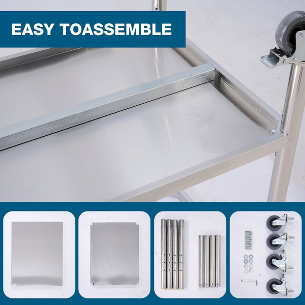 English Elm 30''*24'' Stainless Steel Prep Table with Under Shelf and Casters for Commercial Use W3167P303167