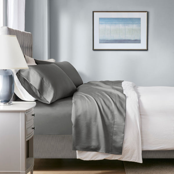 English Elm 4-piece Cal King Sateen Sheet Set with Heiq Cooling Cotton Blend Deep Pocket Fit B035P437430
