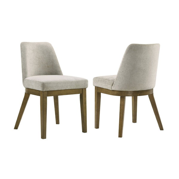 English Elm Set of 2 Tan Upholstered Dining Chairs with Rubberwood Tapered Legs Mid-century Style B016P445356