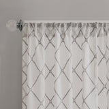 Madison Park Irina Transitional Diamond Sheer Window Curtain Panel MP40-2331 White/Grey