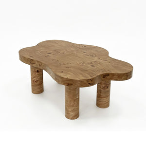 English Elm 40-inch Cloud Shaped Coffee Table Sculptural Mdf Top with Tapered Legs for Living Rooms Natural Wood W3935S00005