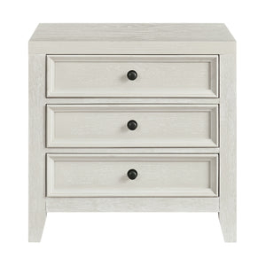 English Elm Wallace & Bay - White 3-Drawer Nightstand with Framed Drawer Fronts & Metal Knobs, Rich Finish, Compact Storage B2709P406272