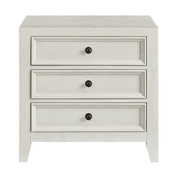 English Elm Wallace & Bay - White 3-Drawer Nightstand with Framed Drawer Fronts & Metal Knobs, Rich Finish, Compact Storage B2709P406272