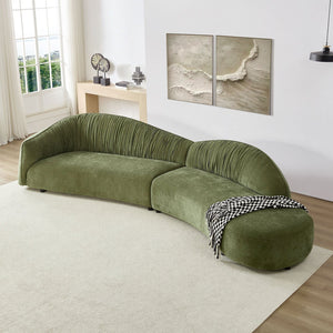 English Elm 145.67'' Mid-Century Green Upholstered Sofa With Right-Facing Chaise For Stylish Living Spaces & Comfort W876S00323