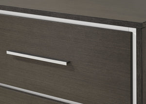 English Elm 1pc Contemporary 5-Drawer Chest with Chrome Accents Rustic Finish Wooden Bedroom Storage, Stylish Design Gray 60.1 L x 19.9 W x 38.2 H B011P236785