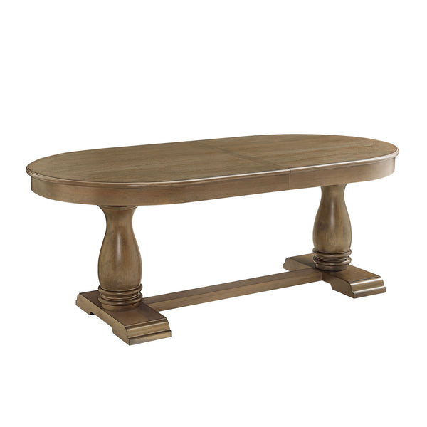 English Elm 94.06 Extendable Wooden Dining Table for 6-8, Mid-Century MDF Top Rubberwood Legs, Curved Expandable Elegance W2582P205311