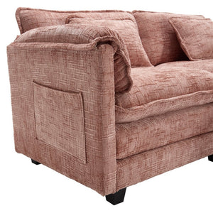 English Elm United Cozy Chenille Two-Seat Sofa With Detachable Armrests, Footstools, And Side Pockets For Comfort W1568S00139-GIGA