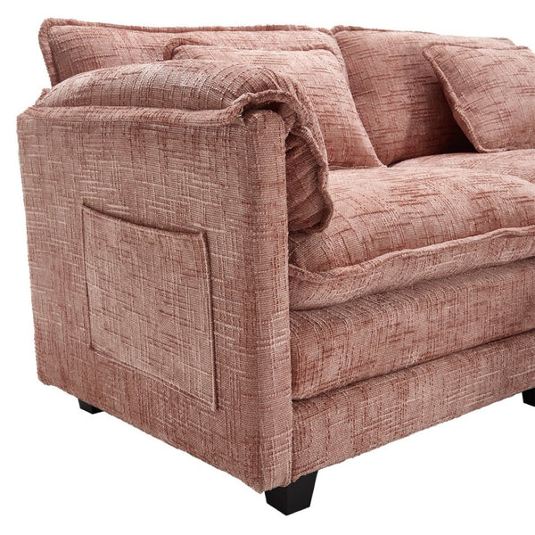 English Elm United Cozy Chenille Two-Seat Sofa With Detachable Armrests, Footstools, And Side Pockets For Comfort W1568S00139-GIGA