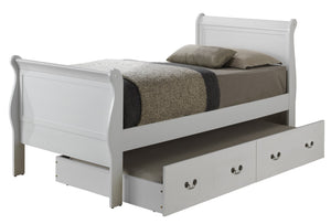 English Elm Elegant White Twin Storage Bed with Under-Bed Drawers, 44"H x 41"W x 87"D, Durable Particleboard Finish B078S00387