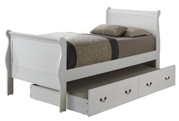 English Elm Elegant White Twin Storage Bed with Under-Bed Drawers, 44"H x 41"W x 87"D, Durable Particleboard Finish B078S00387