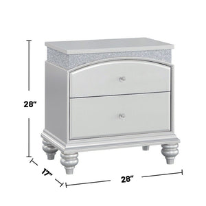 English Elm 2 Drawer Platinum Nightstand with Crystal Knobs Dovetail Wood Construction Bedroom B016P256133
