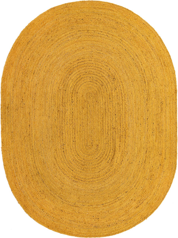 Unique Loom Braided Jute Dhaka Hand Braided Solid Rug Yellow,  7' 10" x 10' 0"