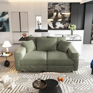 English Elm 82.7" Plush Corduroy 3-Seat Sofa - Modern, Comfy Cloud Couch With Ottomans & Pillows For Cozy Living W1885S00154