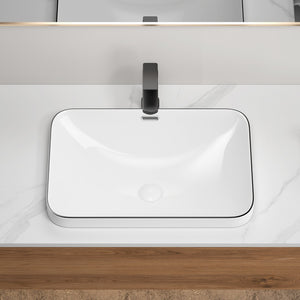 English Elm Ceramic Undermount Porcelain Basin Glazed Rectangular Sink for Modern Bathroom Vanity W3402P406916