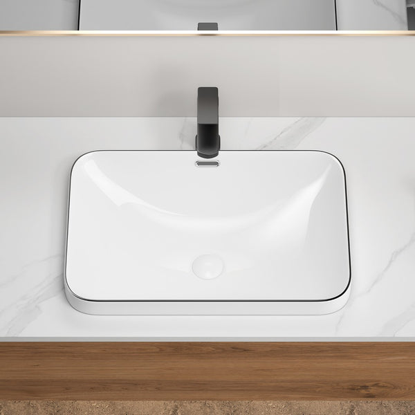 English Elm Ceramic Undermount Porcelain Basin Glazed Rectangular Sink for Modern Bathroom Vanity W3402P406916