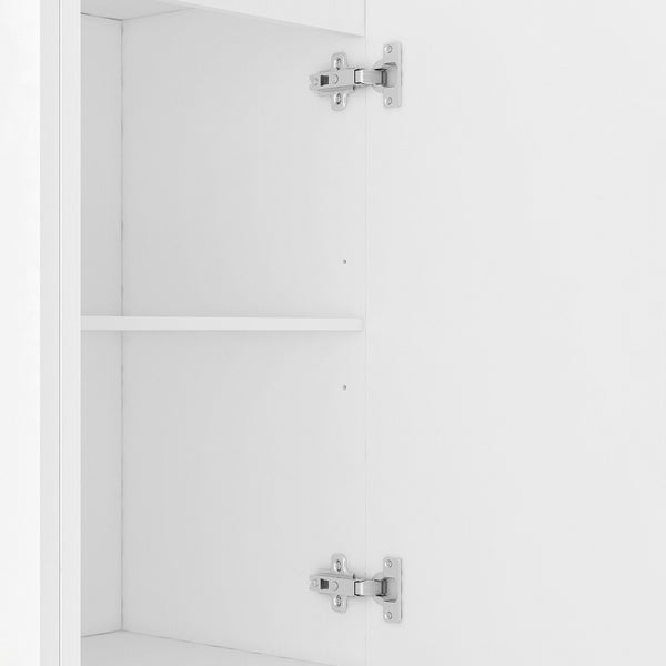 English Elm White Modern Fluted Sideboard Buffet with Adjustable Shelves, Art Deco MDF Credenza Console, Spacious Storage Elegance W1321P171784