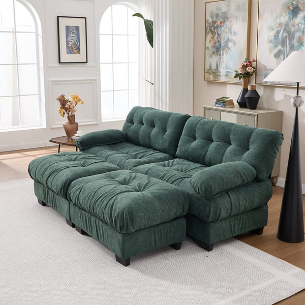 English Elm U Shaped Modular Sectional Sofa Flannelette Cloud Couch Deep Seat Plush Living Room Green W2120S00027