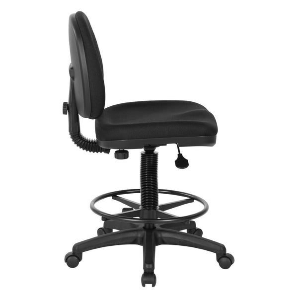 OSP Home Furnishings Lumbar Support Drafting Chair Ergonomic Fabric Seat with Gas Lift for Studio Use DC640-231
