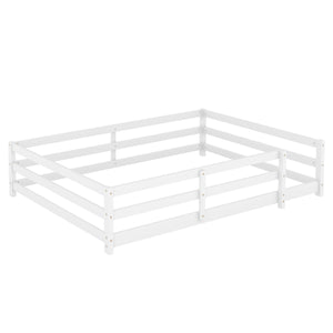 English Elm Full Full Size Montessori Floor Bed in Natural Pine for Kids — Low-Profile, Sturdy, Easy Assembly, Safe Design White W1820P331921