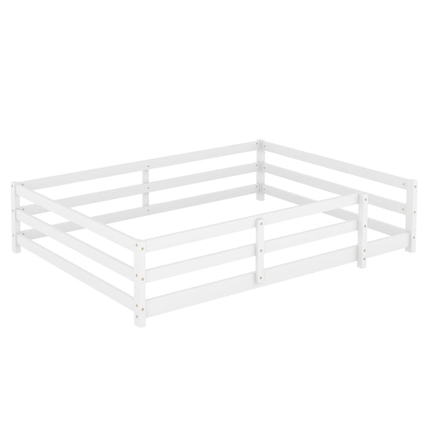 English Elm Full Full Size Montessori Floor Bed in Natural Pine for Kids — Low-Profile, Sturdy, Easy Assembly, Safe Design White W1820P331921