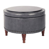 OSP Home Furnishings Alloway Storage Ottoman Pewter