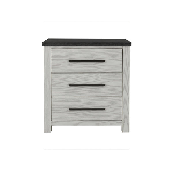 English Elm Avery Solid Wood Beige Nightstand with Dark Top, 3 Spacious Drawers, Block Feet, Sturdy Construction B201P390586