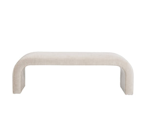 Sunpan NAHARA Bench - Stylish Arch-Shaped Seating in Bergen Olive for Modern Living Spaces and Entryways Taupe 112561