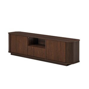 English Elm 70-inch Media Console with Sliding Groove Doors Solid Pine Legs and Cable Management N710P427899P