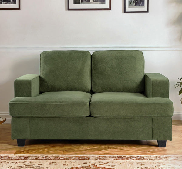 English Elm Modern Velvet Loveseat with Deep Seating and High-Density Foam, Loose Back Cushions, Wide Arms, Stylish Living Sofa for Home 93 Green B2735P292320