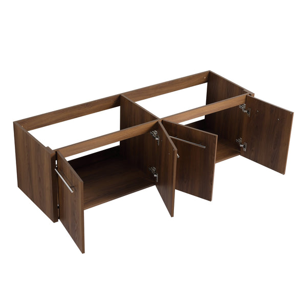 English Elm 60 Inch Wall-Mounted Bathroom Vanity With Double Black Resin Sink For Modern Elegance & Functionality W999S00251