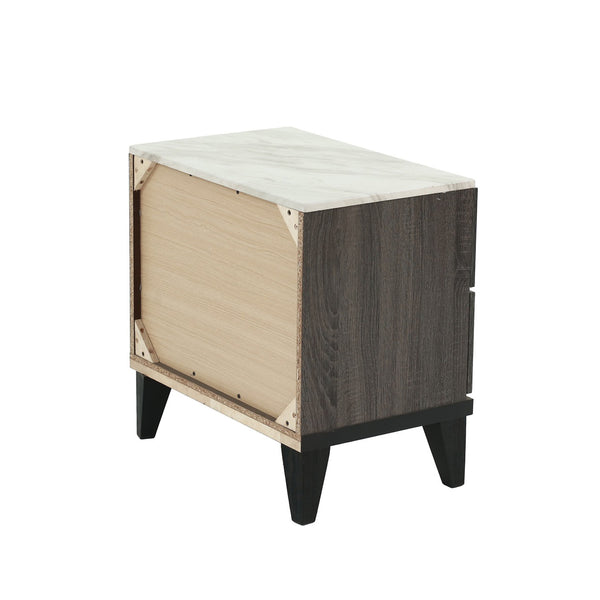 English Elm Two-tone Mid-Century Nightstand with 2 Drawers, Color-Blocked Design, Rhombic Pulls & Spacious Top Grey B016P251325