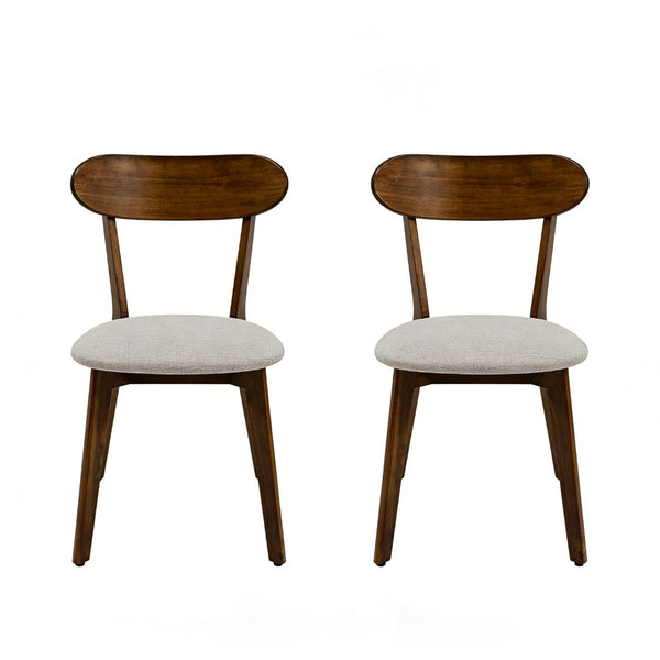 English Elm Solid Natural Wood Mid-century Dining Chairs Curved Back Upholstered Seat Set of 2 W3204P429363