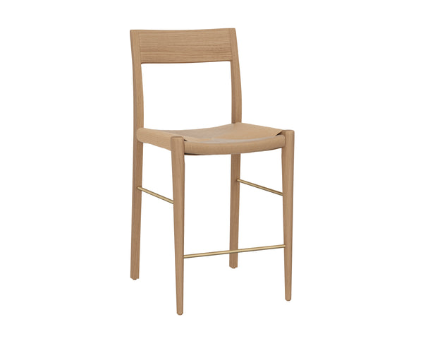 Sunpan Bondi Counter Stool - Modern Farmhouse Design with Hand-Woven Rope and Sustainable Timber Frame Light Oak