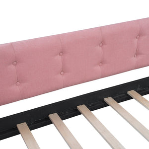 English Elm Full Size Linen Tufted Daybed with Pine Frame for Living or Guest Room Pink DL001825AAH-1